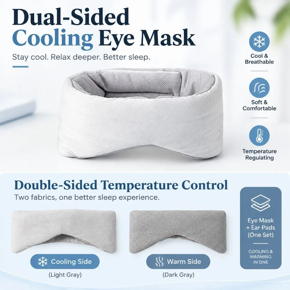 Soft Double-Sided Weighted Eye Mask Full Coverage Blackout Sleep Eye Mask Noise Reduction Breathable Travel Eye Mask Airplane