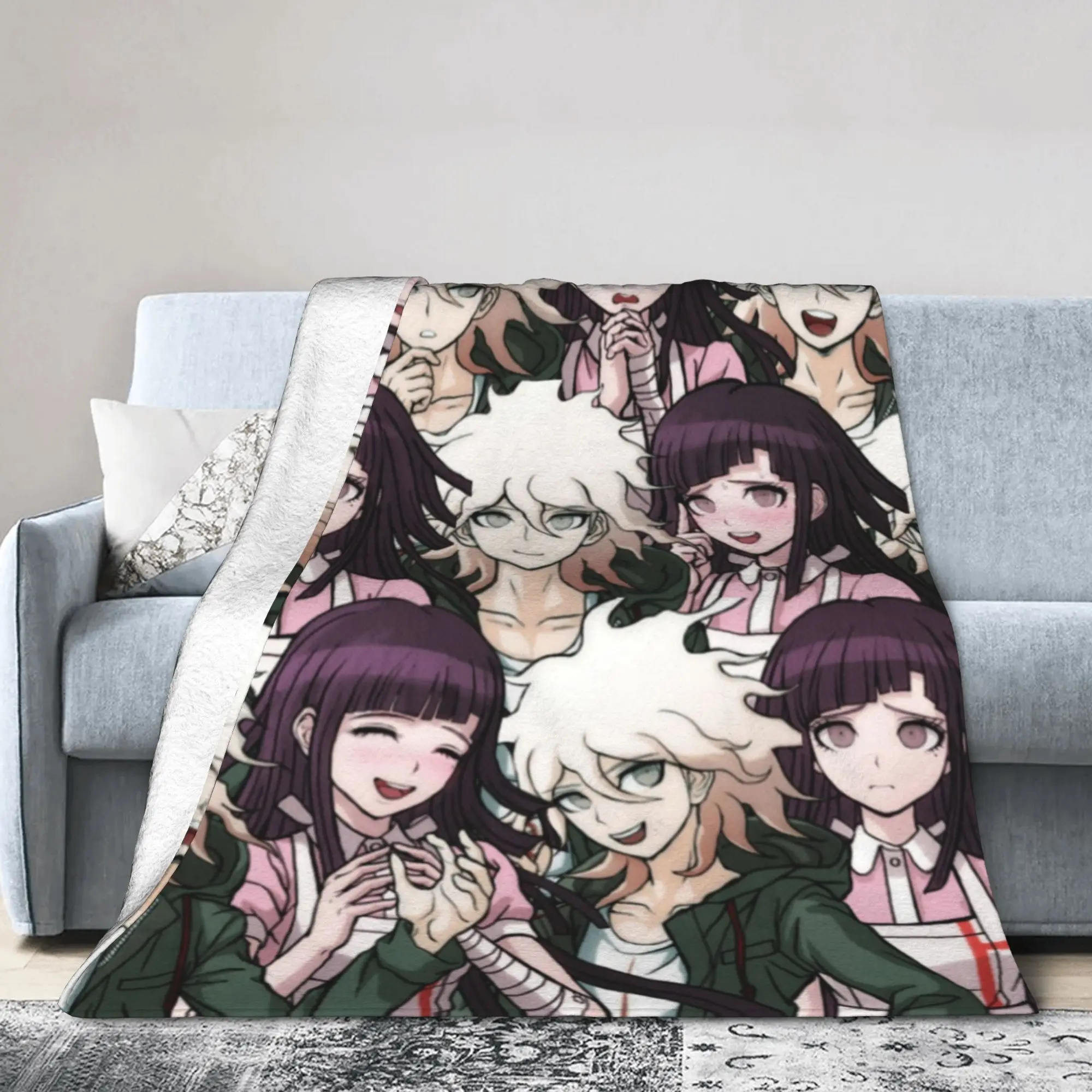 Nagito Komaeda Coral Fleece Plush Throw Blanket Danganronpa Blankets for Bedding Office Lightweight Thin Plush Thin Quilt,