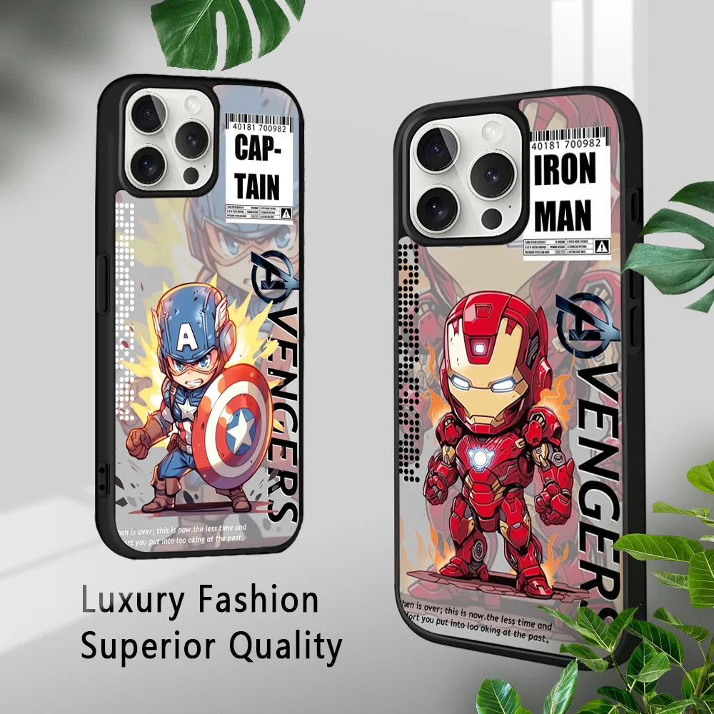 Divertida Funda de teléfono para iPhone, carcasa rígida de Spiderman, Iron Man, 16, 15, 14, 13, 12, 11 Pro, Xs, Max, Mini Plus