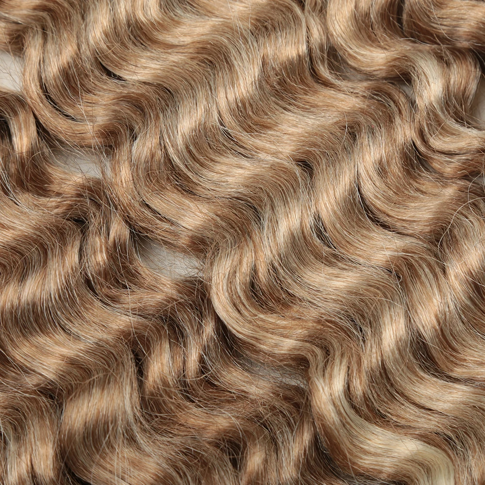 Tresses synthétiques Deep Wave au Crochet, Extensions capillaires pour femmes Blondes russes, 22 pouces, 28 pouces