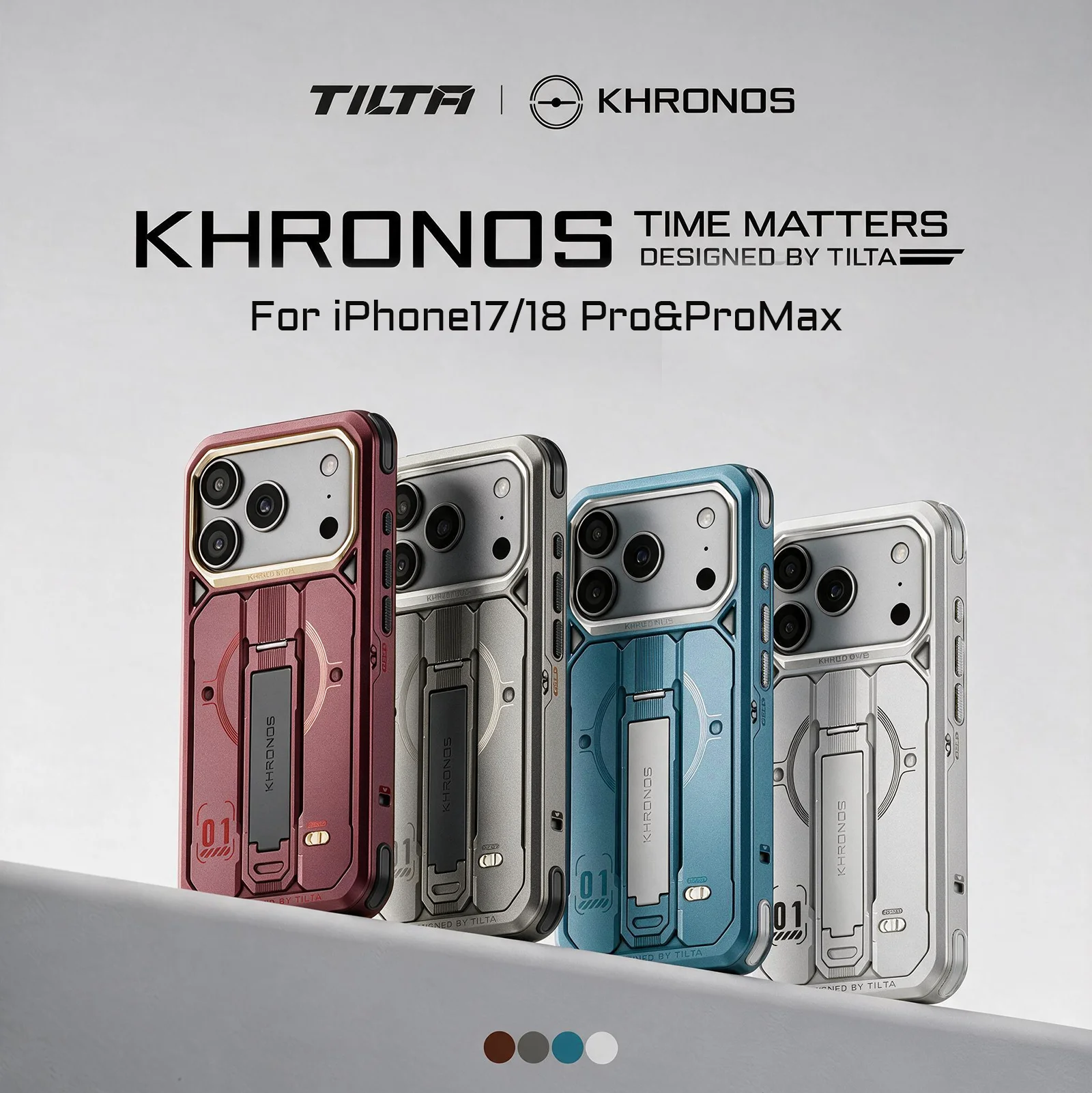 TILTA Khronos Core For iPhone 18 Pro/Pro Max Case 17 Pro/Pro Max Interchangeable Magnetic Backplates Kickstand Backplate