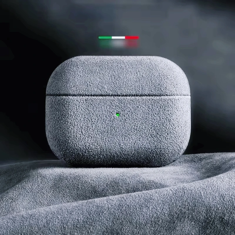 NONE Italienische Wildlederhülle für Airpods Pro 2, für Airpods Pro 3, Airpods 4 3, luxuriöse Kunstleder-All-Inclusive-Hülle 8