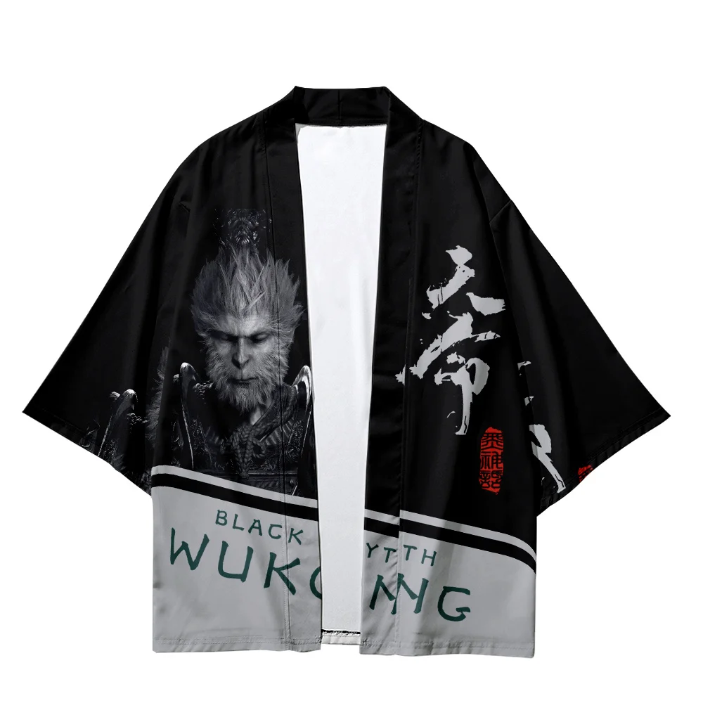

Samurai Cardigan Game WUKONG Print Oversized Haori Women Men Kimono Cosplay Tops Blouse Yukata Japanese Traditional Clothing