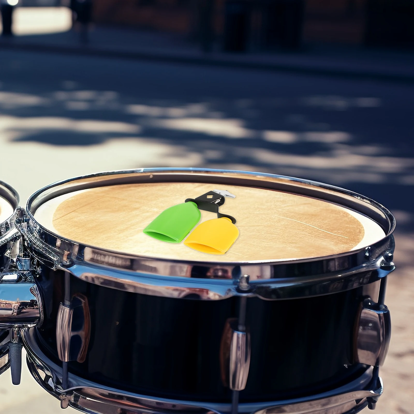 

Plastic Cowbells 1Pair High Low Pitch PVC Drum Kit Green Yellow Wood Fish Musical Instruments Percussion Accessories