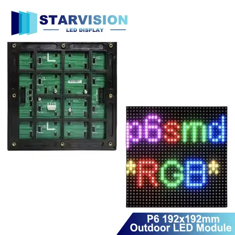 P6 Outdoor Full Color LED Module 192*192mm Waterproof SMD LED Screen for Advertising Billboard