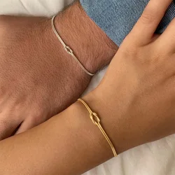 Stainless Steel New Necklace Women Knot Snake Chain Hand Knotted Collarbone Chain Herringbone Light Luxury Temperament Simple