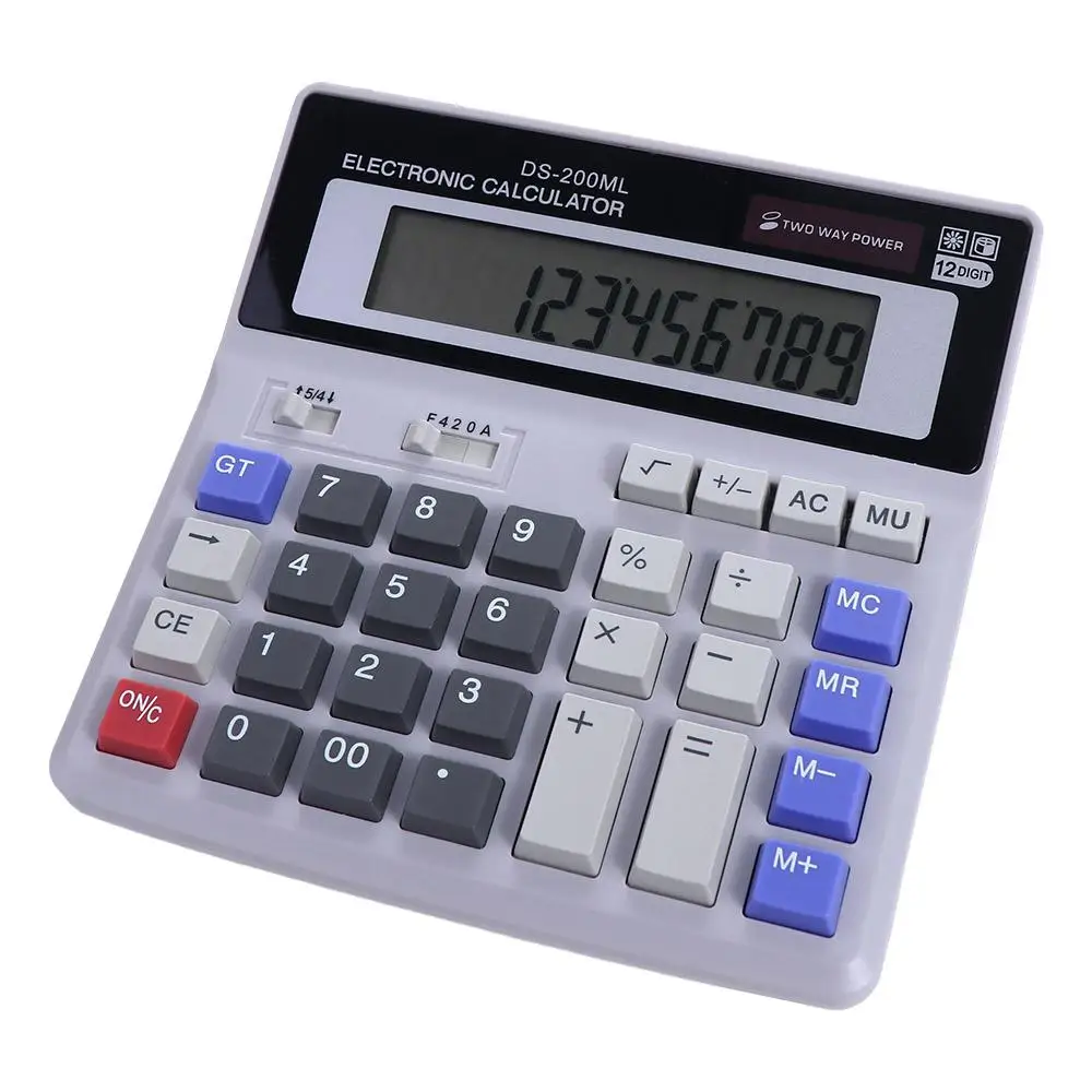 Math Calculator DS-200ML 12-Digits 12 Digits Calculator Electronic Calculator Function Calculator Large Button Calculator