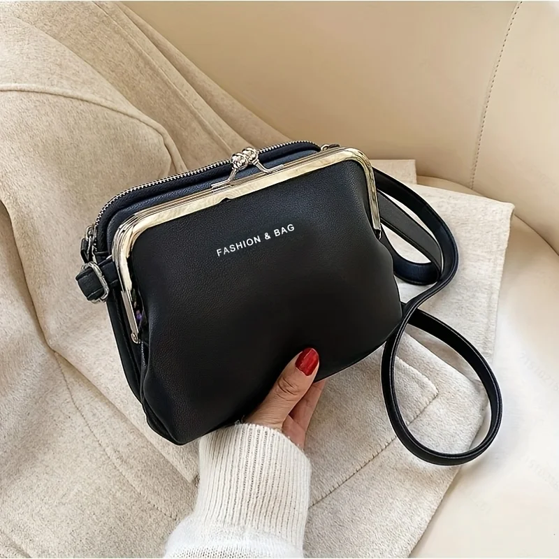 Multifunctional Solid Color Shoulder Bag, Korean Version Women's Bag, Zipper Closure, Large Capacity Multi-layer Handbag