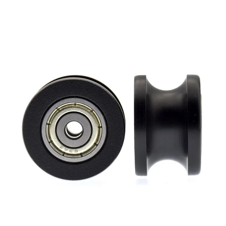 1pc 634zz double bearing U groove concave wheel10mm diameter track guide wheel pom plastic coated driven wheel 4*25