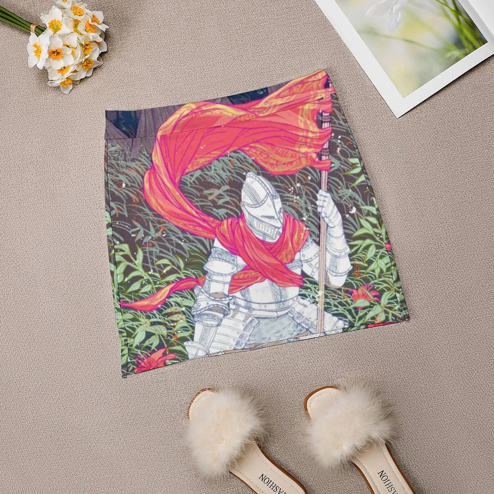 Runtuh Rok Wanita Rok Estetika Mode Baru Rok Pendek Ksatria Abad Pertengahan Prajurit Senjata Bunga Bunga