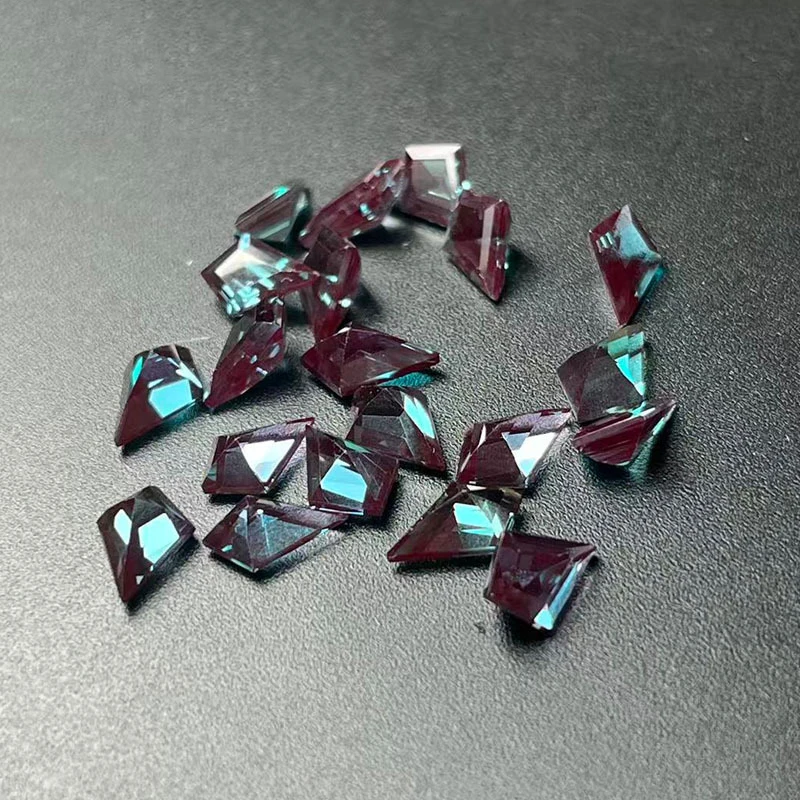 Lab-Created Alexandrite Elongated Kite 7x10mm Color Green Change Russian Rough Lab-Grown Loose Gemstones Jewelry Ring & Pendant