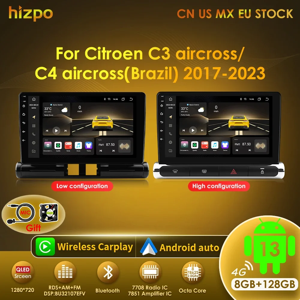 Hizpo Car Electronics Intelligent Systems For Citroen C3 C4 Aircorss (Brazil) 2017 - 2023 Auto Radio Carplay Android Auto GPS 4G