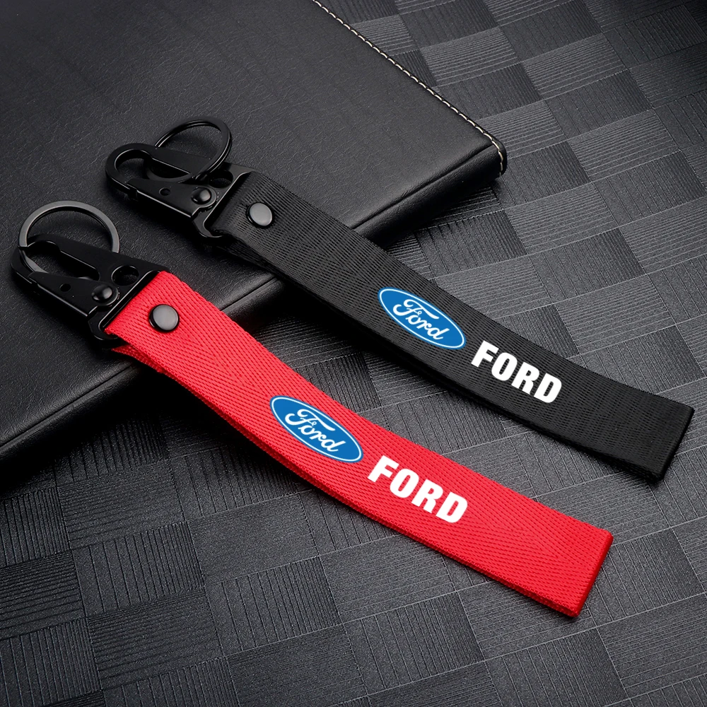 Car Styling Emblem Keychain Ribbon Webbing Strap For Ford Focus 2 3 4 MK2 MK3 MK5 Fiesta MK7 Mondeo MK4 Fusion Explorer Escape