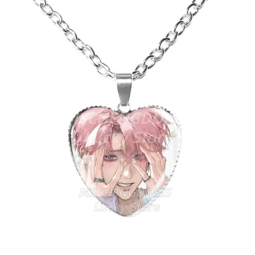 Tamon's B-Side/Which face does Tamon have now? Cartoon Glass Cabochon Heart-Shape Pendant Chain Necklace Charm Jewelry Fans Gift