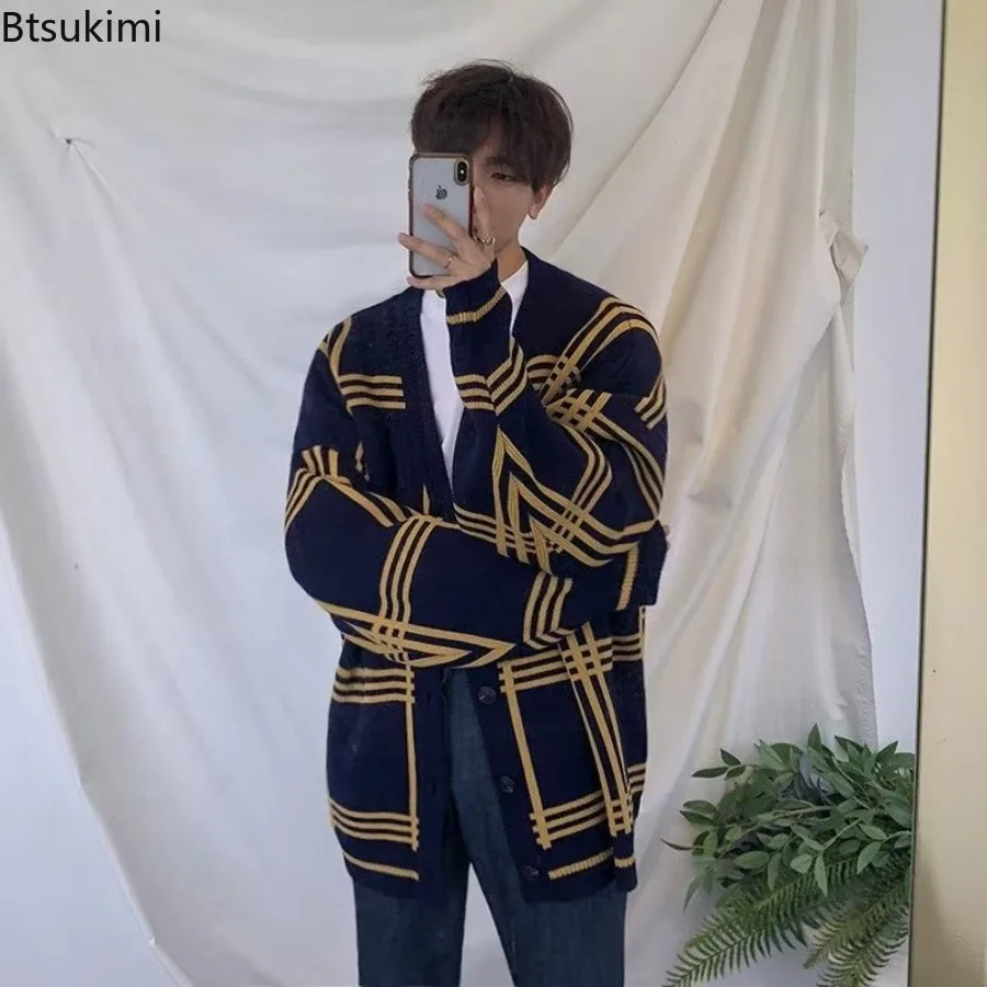 Men's Knitted Cardigan Jacket 2025 Spring and Autumn New Casual Trend Versatile Outdoor Sweater Jacketcoat Male Street Clothing