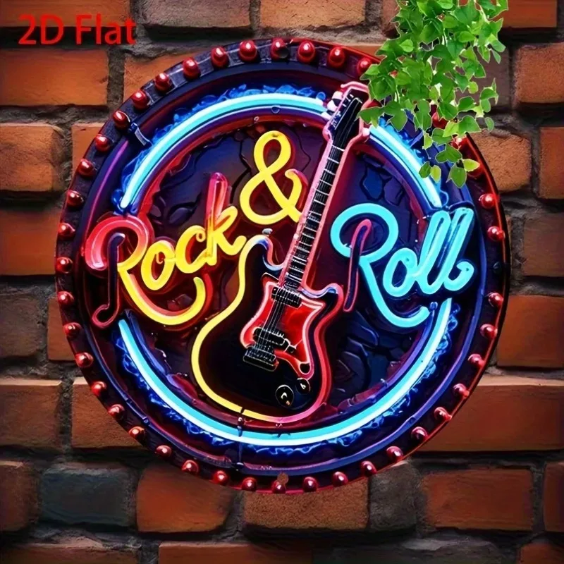 A Vintage Rock Neon Sign, 2Dflat Metal Aluminum Wall Decoration, Suitable for Home, Bar, Café, Club, Outdoor, Garden with Retro view 5