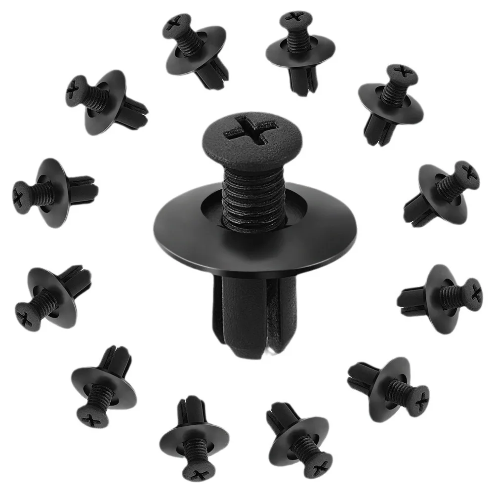 20pcs 8mm Plastic Rivets Fasteners Screw Car Bumper Fender Black Rivet Car Fastener Clips for Toyota Focus Kia Nissan Yamaha