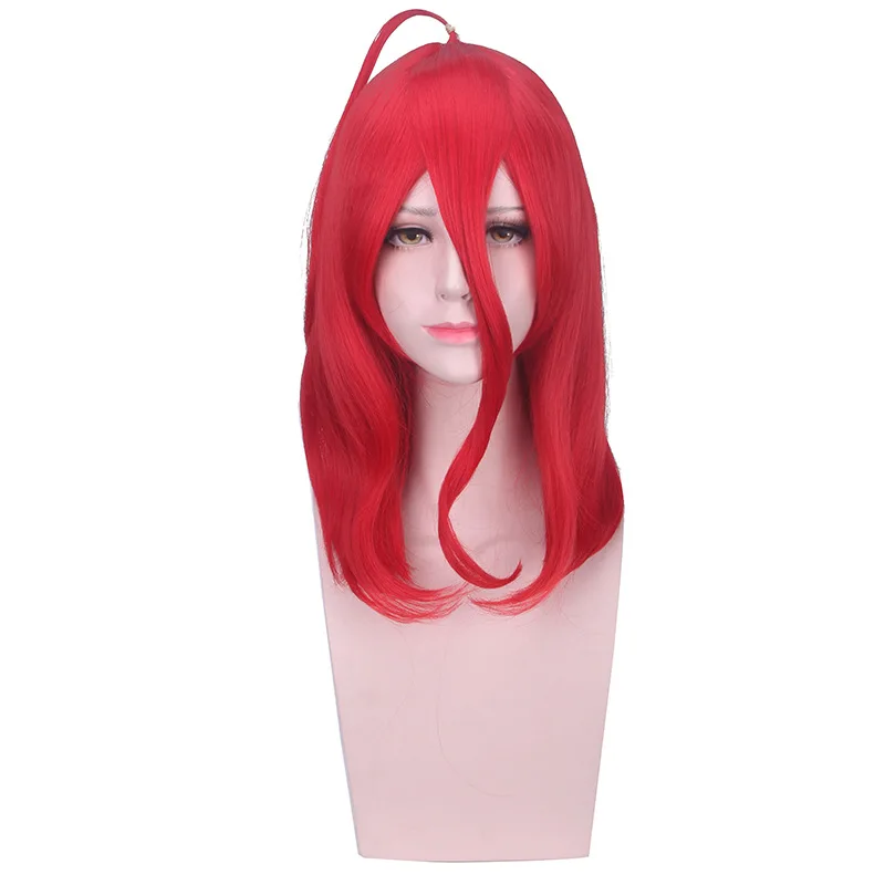 Synthetic Cosplay Wig Red Layered Bob with Curly Tips Pear Hair Anime Style for Carnival Party Halloween Roleplay