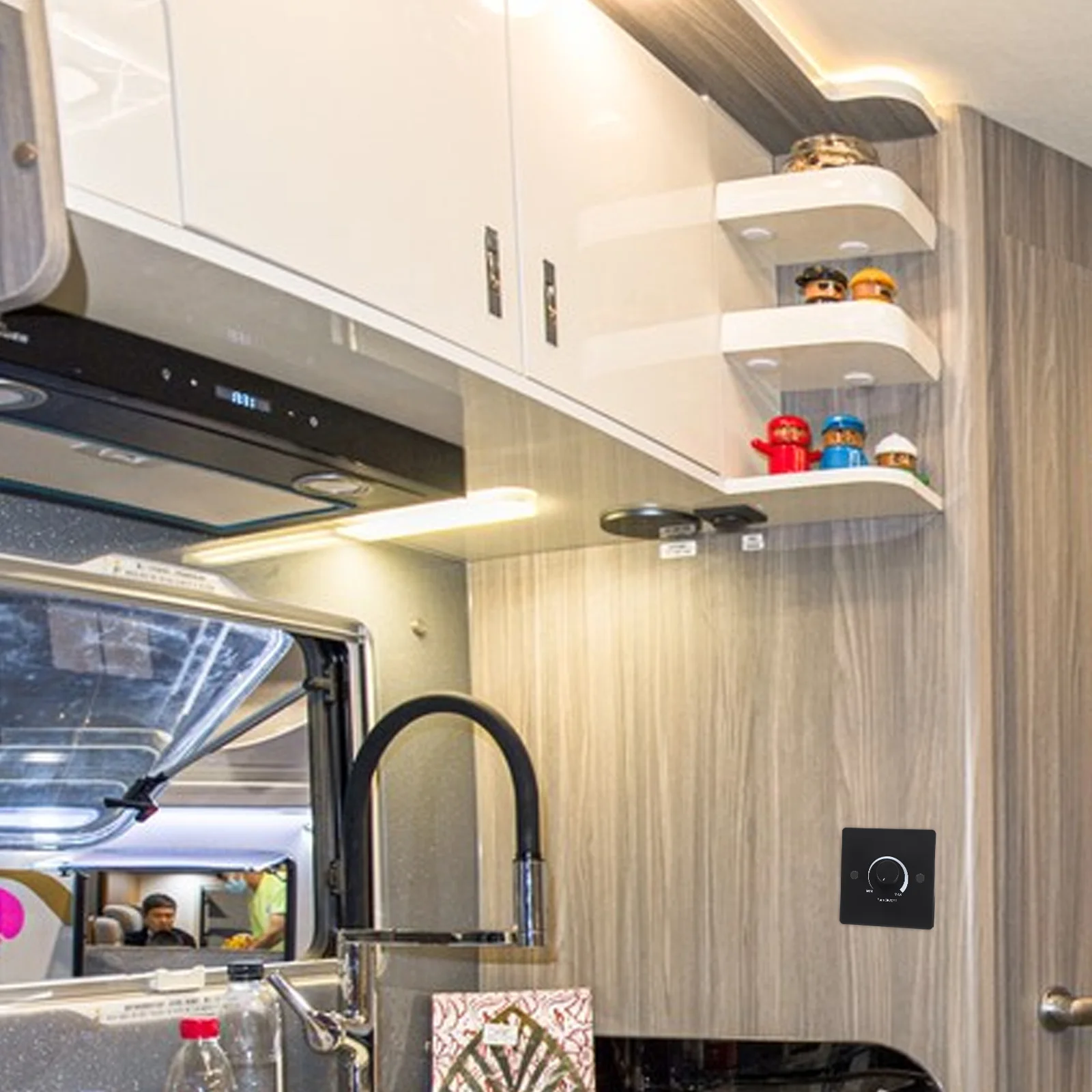 

LED Dimmer Switch for Rv Yacht Interior 12V Durable Pc Material Sleek Aesthetic Design LED Downlights Rv Light Dimmer Switch