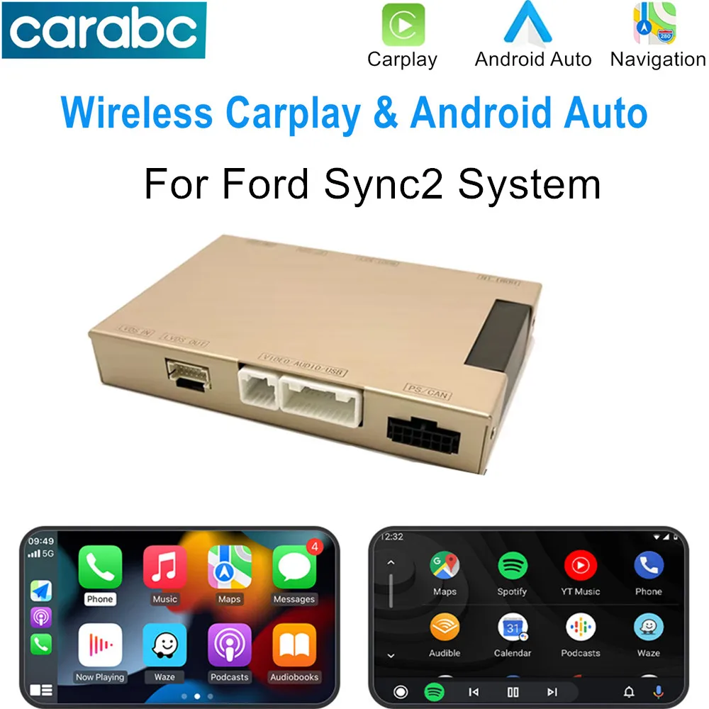 CARABC Wireless Carplay Android Auto for Ford Sync2 System Explorer Focus Fiesta C-max Edge F-150 Fusion Taurus Decoder box