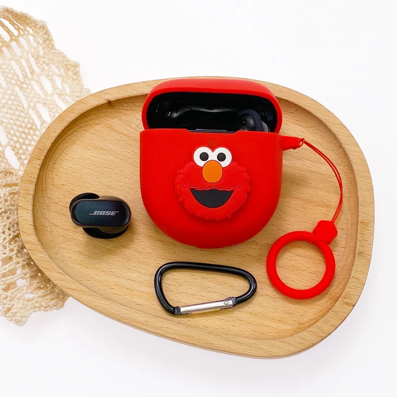 Funda de silicona con dibujos animados para auriculares Boses, funda protectora anticaída para auriculares con mosquetón