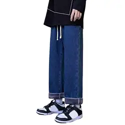 メンズストレッチスリムジーンズ、ブルーパンツ、ストリートウェア、デニムパンツ、ロング、フィットレギンス、ファッション、秋冬