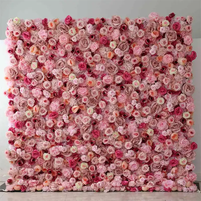 

Mixed Flower Series Luxury Pink Rose Phalaenopsis Hydrangea 3D artificial flower wall wedding background event decoration