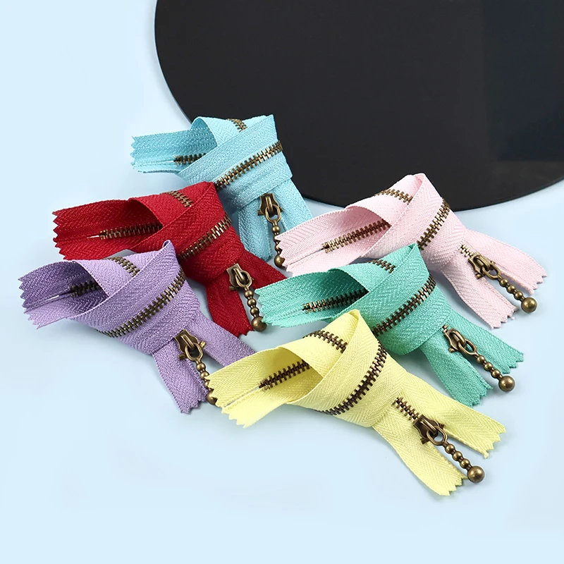 

Meetee 10Pcs 15/20cm Colored Metal Zipper Bronze Tooth Wallet Closed Zip Pocket Decor Zippers Repair Kit DIY Sewing Accessories