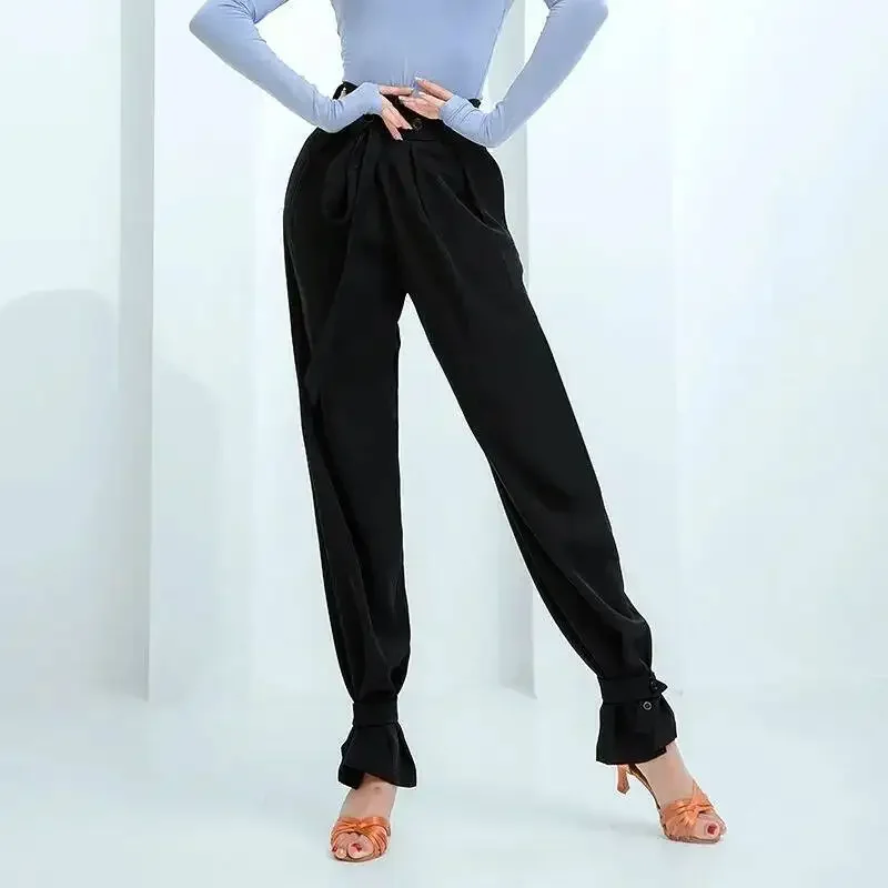 라틴 댄스 드레스 댄스 전문 연습 모던 내셔널 스탠다드 팬츠 버튼 웨이스트 성인 의상 탱고 의상 룸바