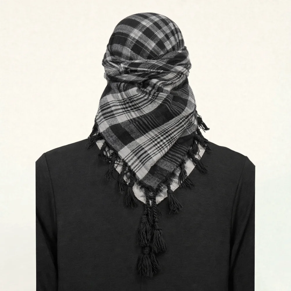 

New Large Size Arab Shemagh with Tassel Wrap Style Head Neck Scarf Bandana Keffiyeh for Men Women