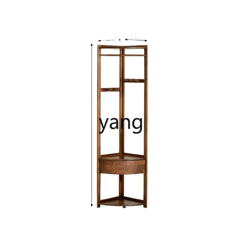 

LTT Black Walnut Corner Hanger Bedroom Floor Coat Rack Living Room Shelf