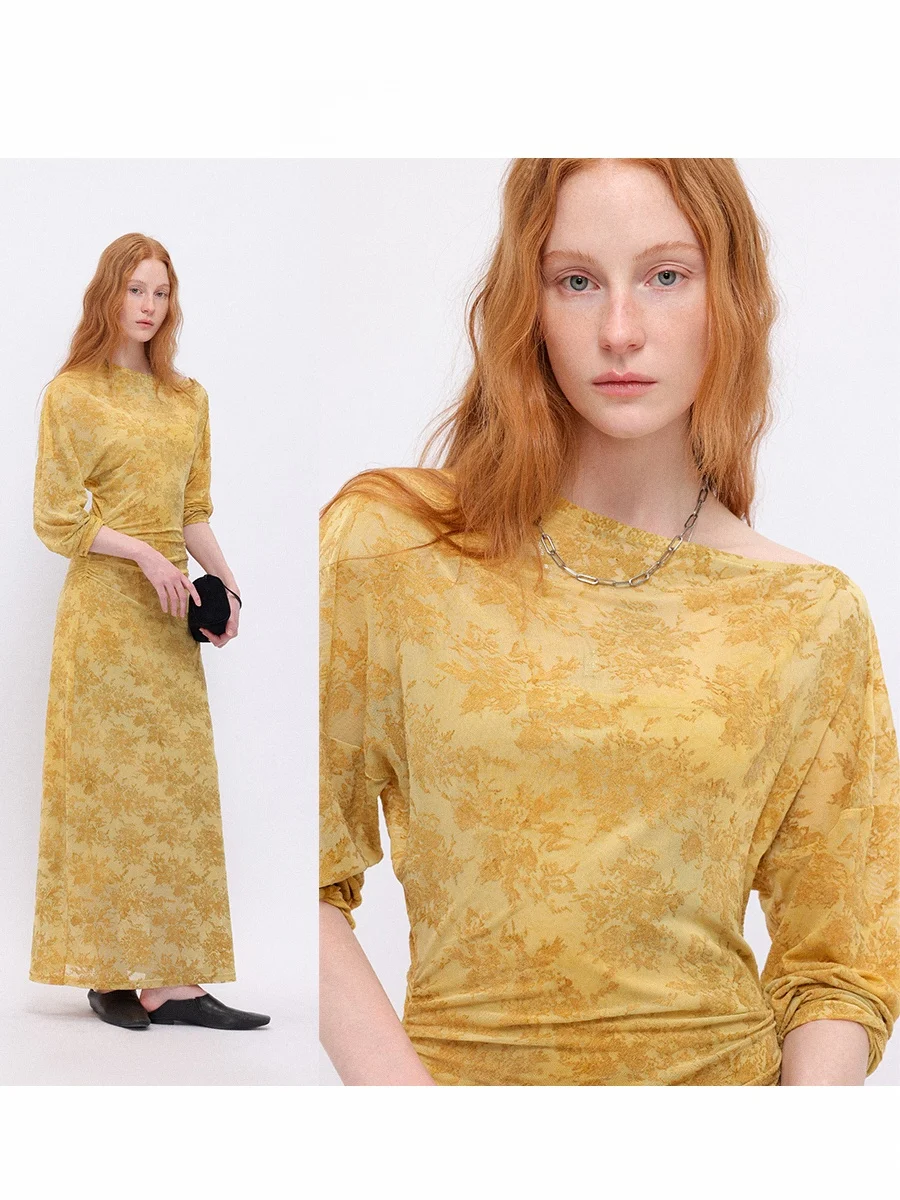 

Комплект CHACHA Gold Branch Jade Le Velvet: длинная юбка и топ на бретельках для женщин, зимний, винтажный, с завышенной талией, А-силуэт