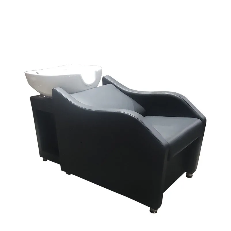 

Foreign trade barber shop shampoo bed hair salon special fiberglass steel hair salon ceramic basin massage half lying flush bed