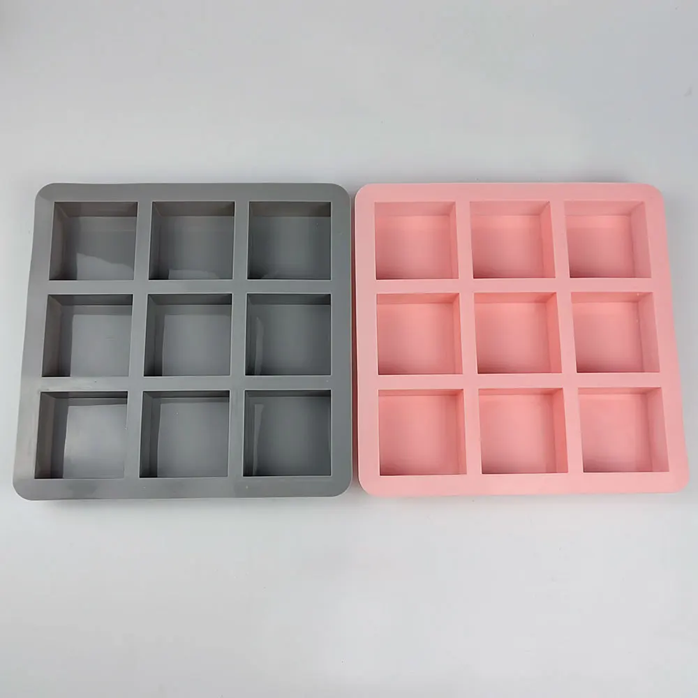 9 Hole Square Silicone Soap Mold DIY Handmade Baking Dessert Chocolate Cake Resin Candle Making Tools Cold Process Soap Mould