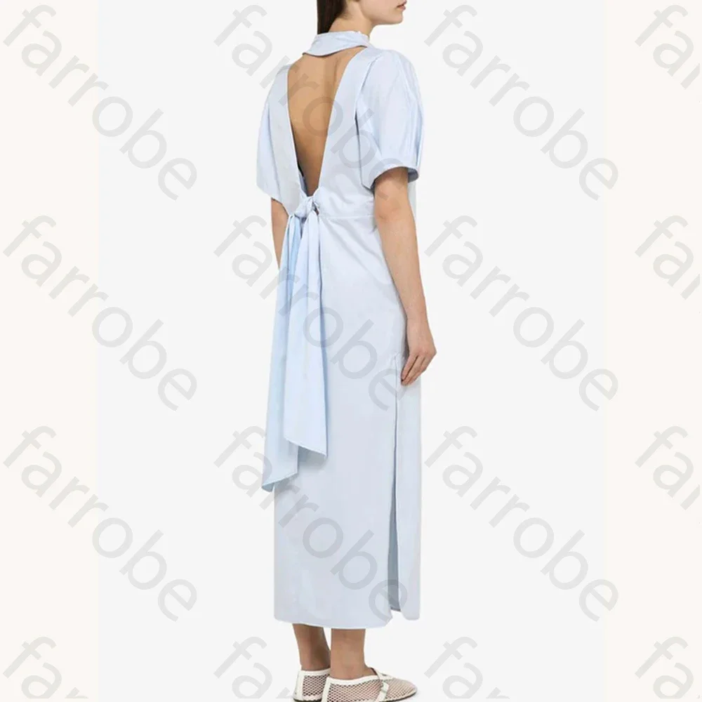 Aangepaste elegante pofmouwen midi-jurk a-lijn avondjurken formele prachtige hoge kwaliteit prom feestjurken voor vrouwen