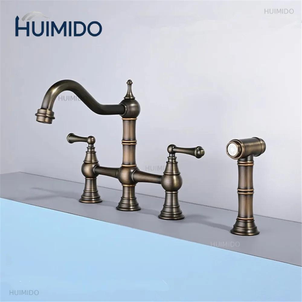 Red Bronze Kitchen Faucet with Hand shower Head Antique Bronze Pot Filler Tap Brushed Gold Hot Cold  Black Sink Tap Spout  Brass