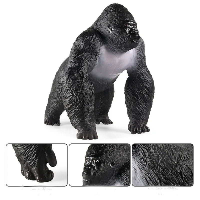 Simulazione modello animale statico giocattolo per bambini in gomma morbida grande Gorilla di montagna decorazione creativa per bambole per bambini