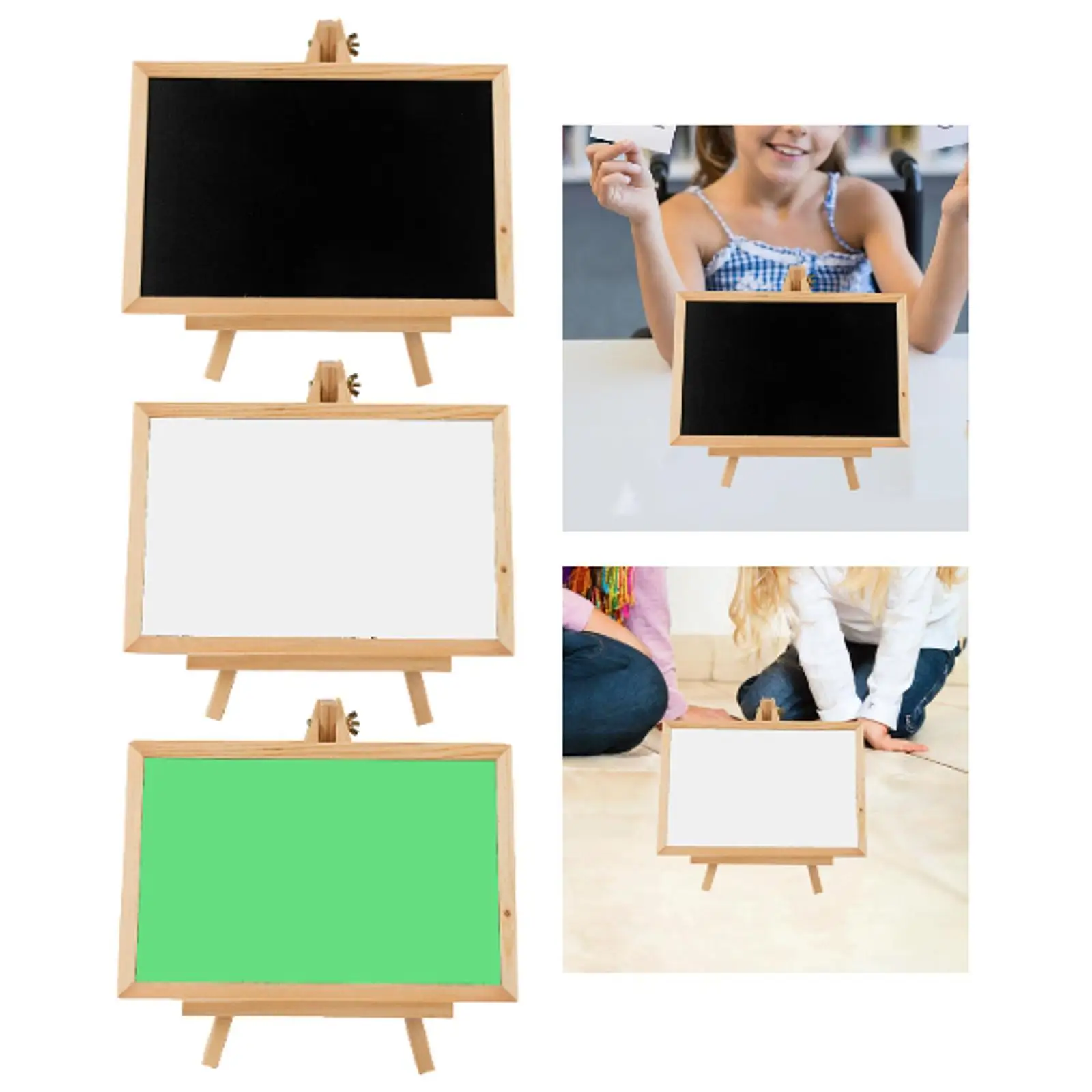 Small Wooden Chalk Board Sign with Stand Multipurpose Reusable for Coffee Shops Standing Chalkboard