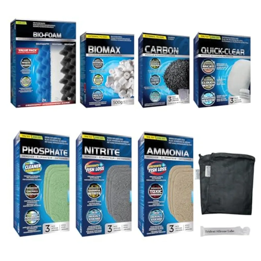 

206/207 Filter Media Canister Filter Maintenance Replacement Kit with Mesh Bags for Quick Clear BioFoam Nitrite Phosphate Ammon