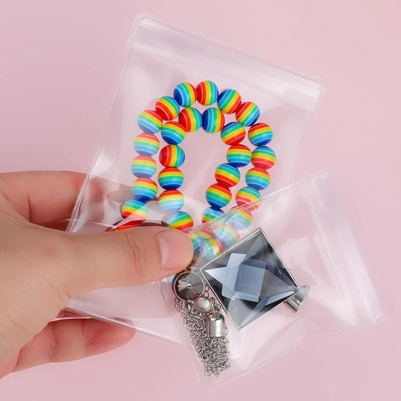 Top-60PC Jewelry Bags Clear Plastic Reclosable Thick Zip Lock Bags For Photo Bakery Treats Travel Storage Packaging