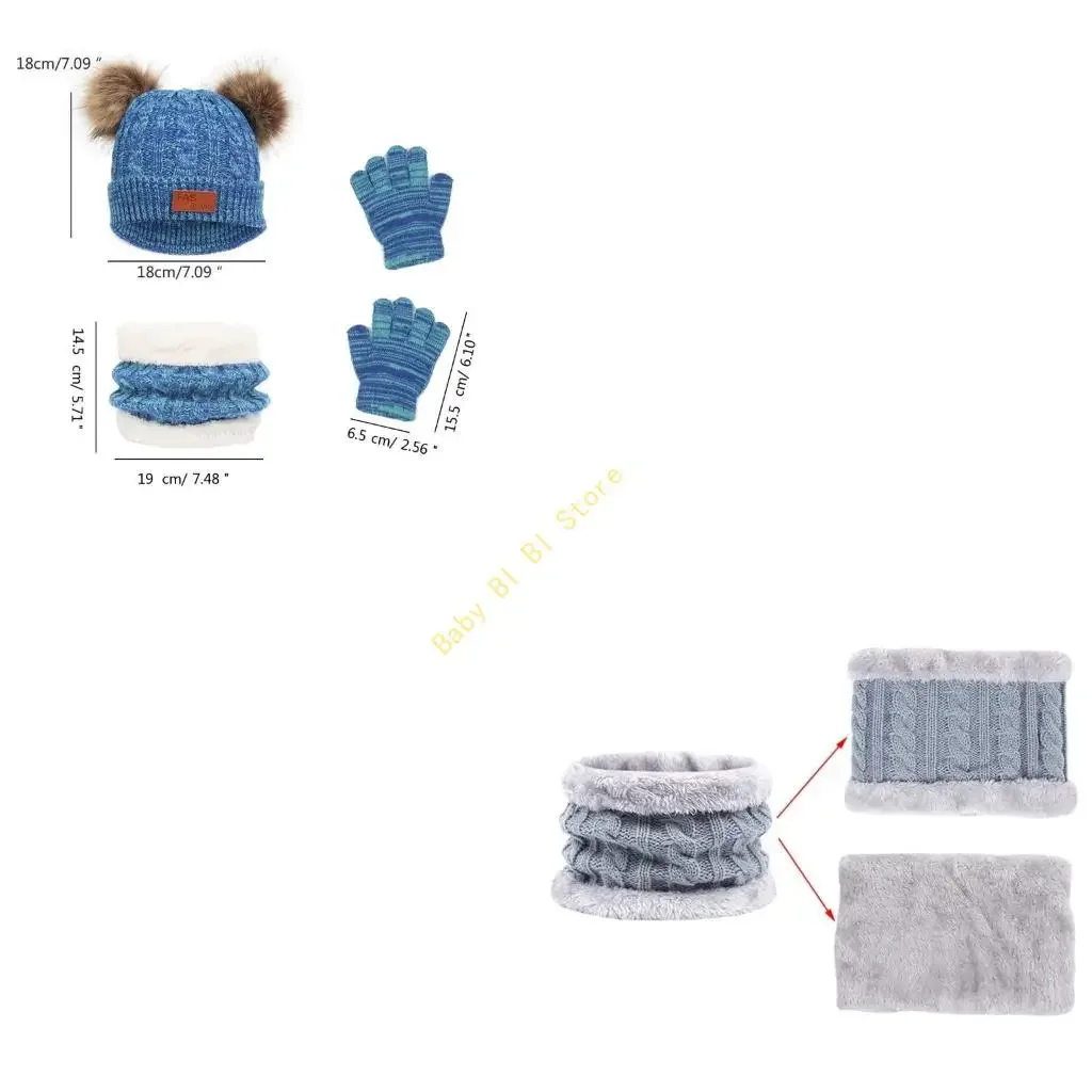 

Детская зимняя вязаная шапка, перчатки, шарф, комбинированный комплект для младенцев, мальчиков и девочек, 11UC