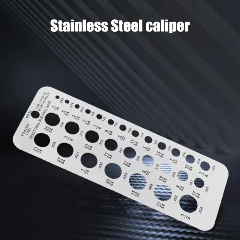 

Stainless Steel 29-Hole Drill Gauge With High Contrast Markings Durable Quick Precise Measuring 1/16 Inch To 1/2 Inch Size Bits