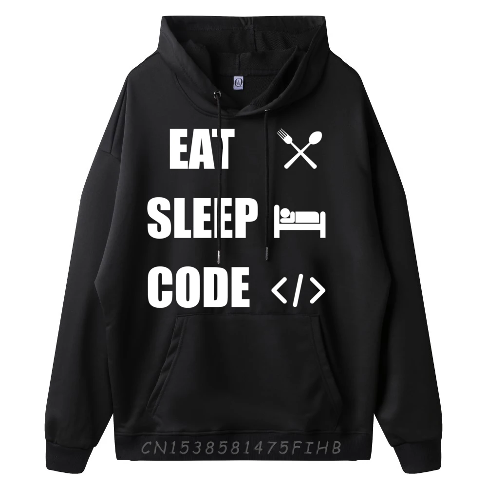 Funny Programmer Computer NerdEat Sleep Code Cream Hoodies Camisetas Tshirts Men Christmas Sweater Long Sleeve