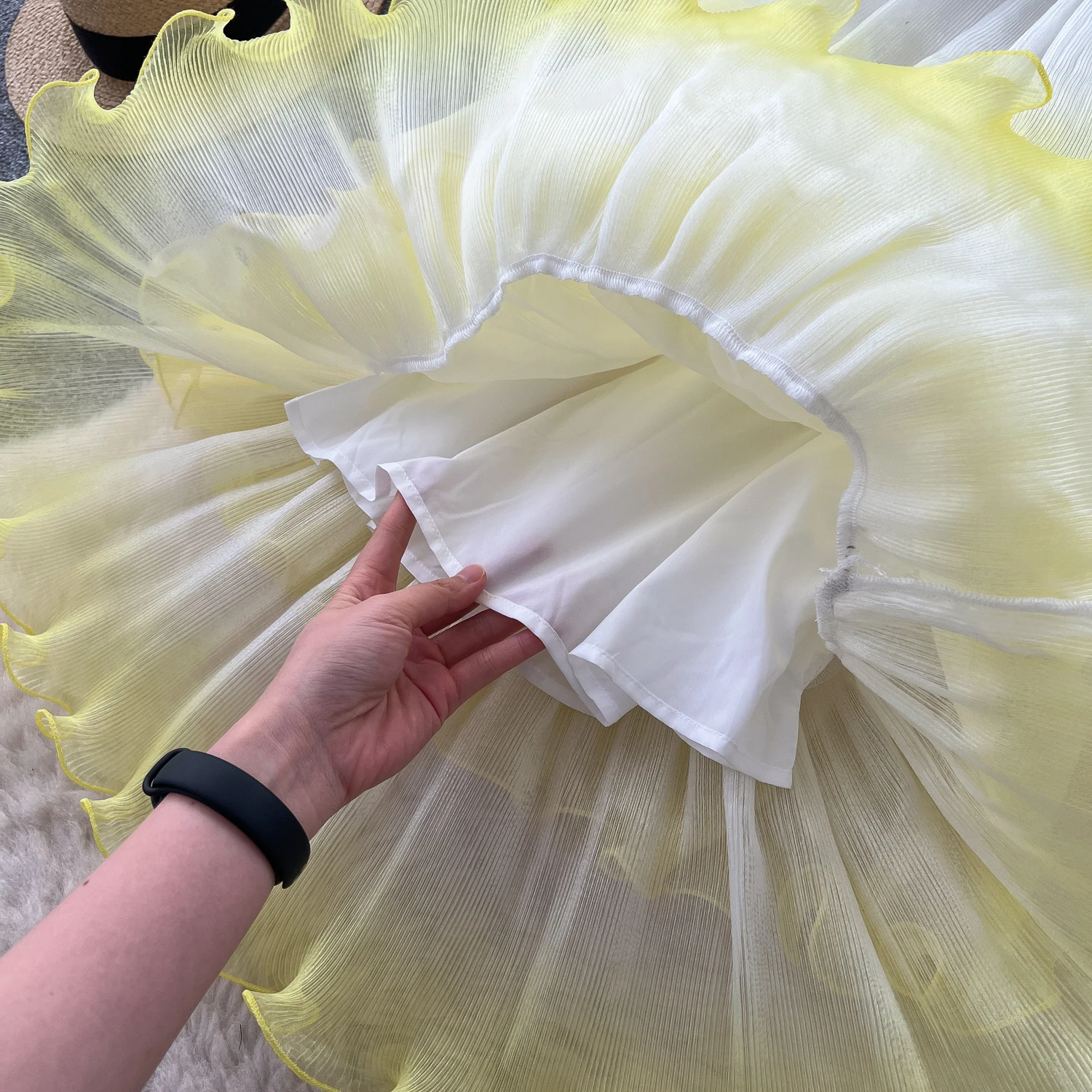 Vintage elegante gradiente sem mangas em camadas vestido de malha chique a linha moda vestidos vestido feminino