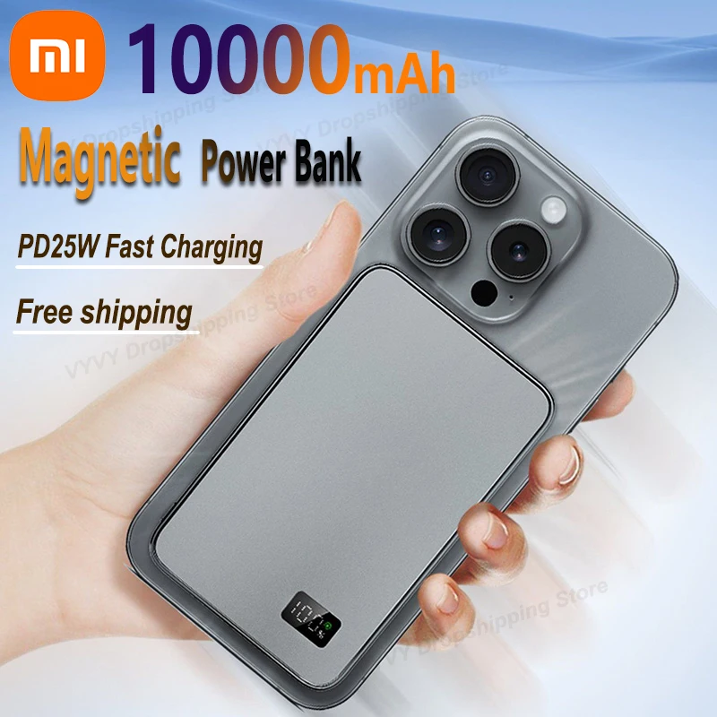 Xiaomi 10000mAh Thin Magnetic Wireless Power Bank PD25W Fast Charging Portable External Battery for Magsafe For iPhone Huawei