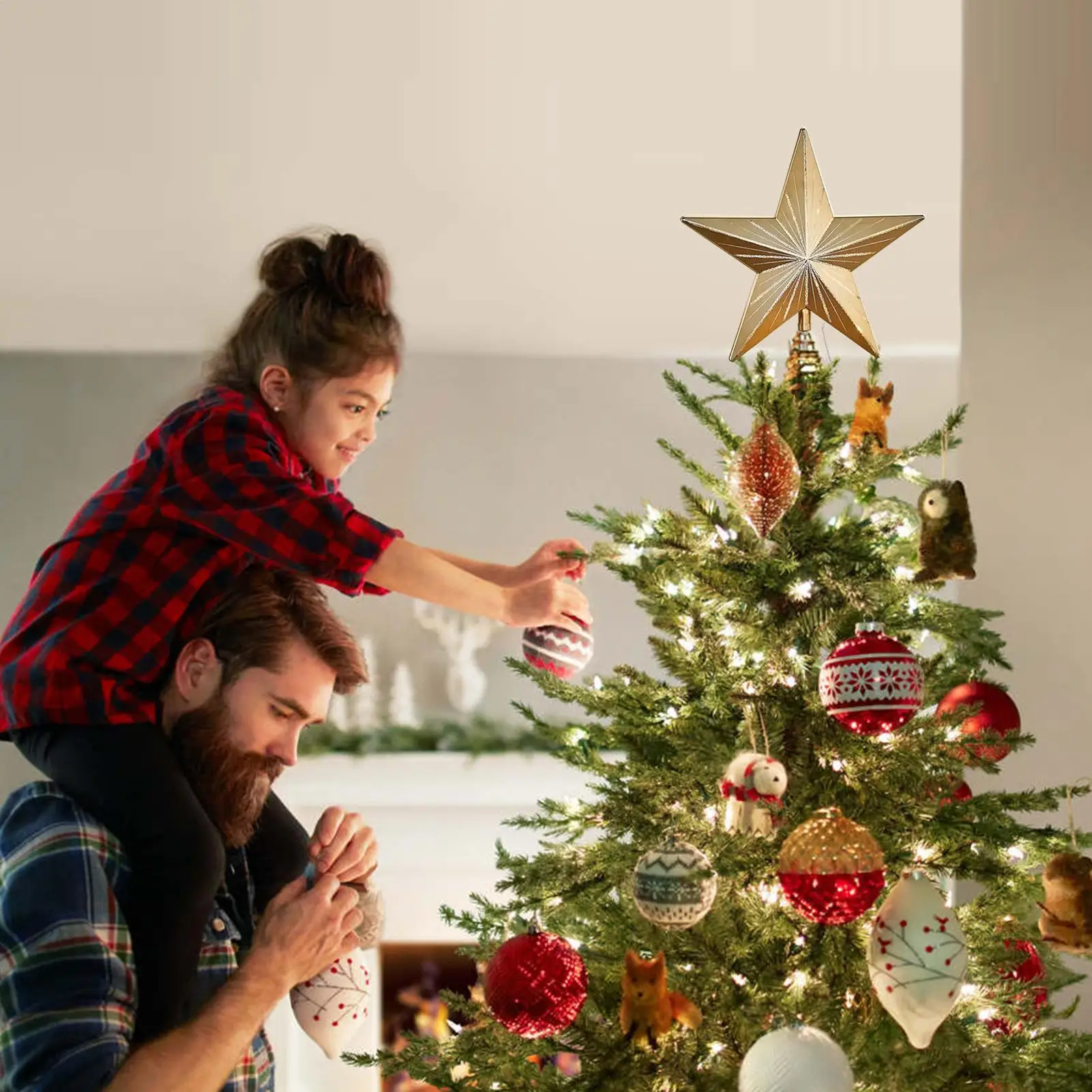 

Топпер для рождественской елки с подсветкой, пятиконечная звезда, рождественский декор, праздничный декор на батарейках для магазина, фестиваля, свадьбы