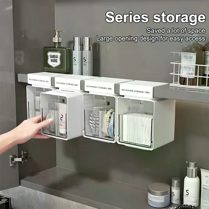 

Transparent Bathroom Storage Box Pull-Out Drawer Style Under Mirror Cabinet Organizer for Makeup Tools Bathroom Vanity Organiser