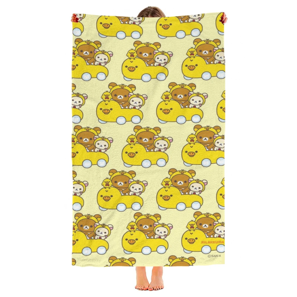 Rilakkuma Beach Towel  Poncho Bathing Towels Cover-ups Quick Dry Sand Free Yoga Spa Gym Pool