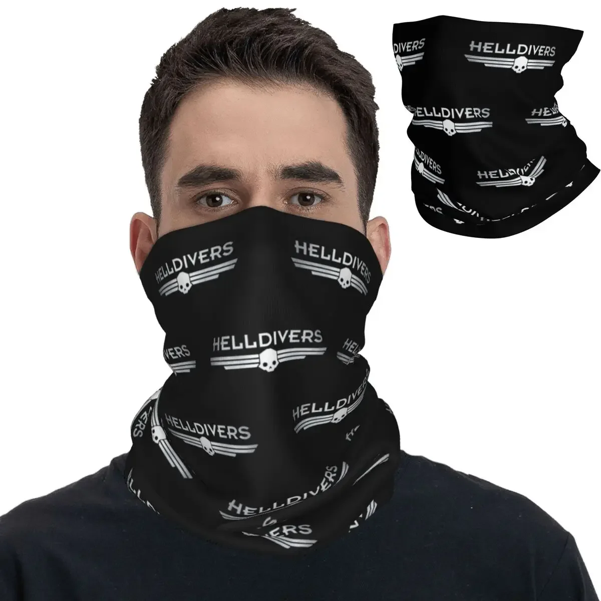 Helldivers Logo Bandana Neck Gaiter Printed Video Game Balaclavas Mask Scarf Warm Cycling Riding For Men Women Adult Washable