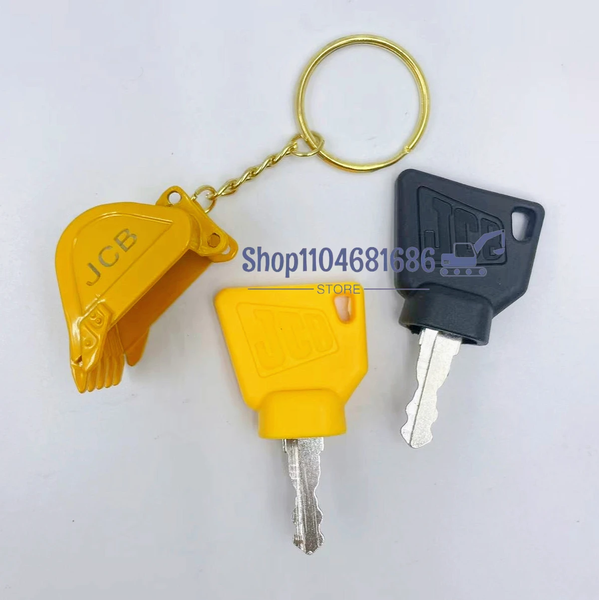 2 Piece Ignition Switch Starter Key for JCB 3CX  Bomag Excavator Fit Most Digger Replacement Parts with Bucket Keychain